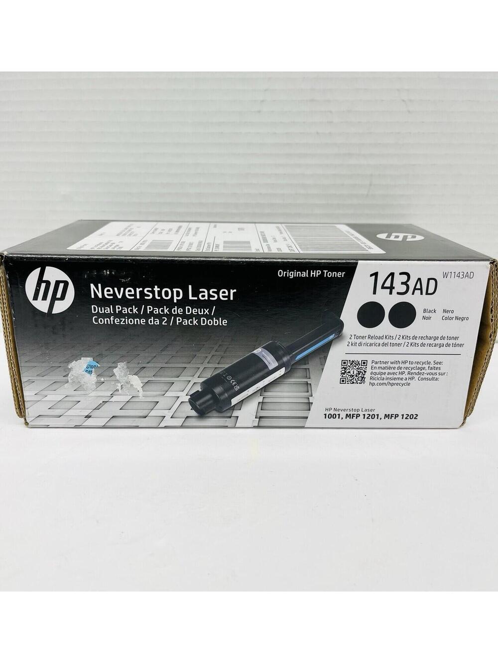 HP 143AD Dual Pack Black Original Neverstop Toner Reload Kit ~ 2,500 Pages